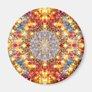 Golden Kaleidoscope Mandala – Sparkling Magnet