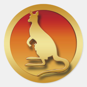 GOLDEN KANGAROO RUNDER AUFKLEBER
