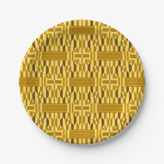 Golden Kente Musterpapierplatte Pappteller (Vorderseite)
