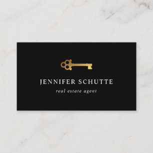 Golden Key Luxus Black & Gold Real Anwesen Agent Visitenkarte