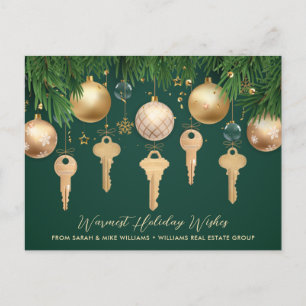 Golden Keys Immobilien Weihnachtskarte Feiertagspostkarte