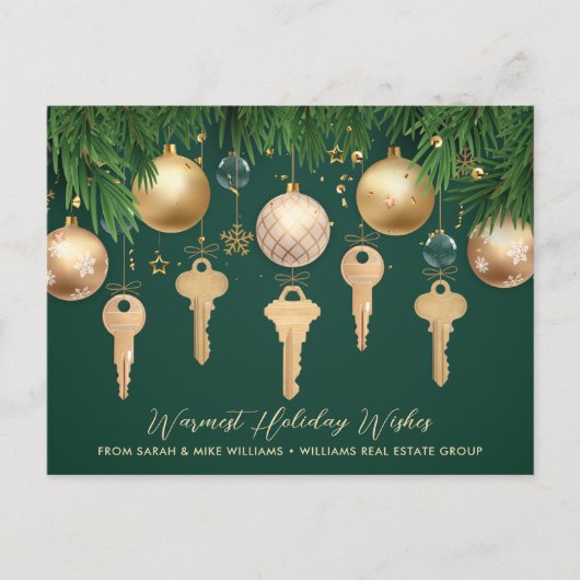 Golden Keys Real Anwesen Weihnachtskarte Feiertagspostkarte (Vorderseite)