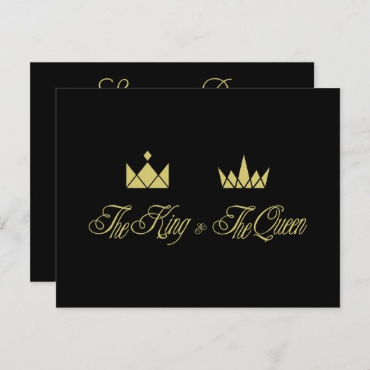 Golden King and Queen Crowns for Wedding Mitteilungskarte (Vorne/Hinten)