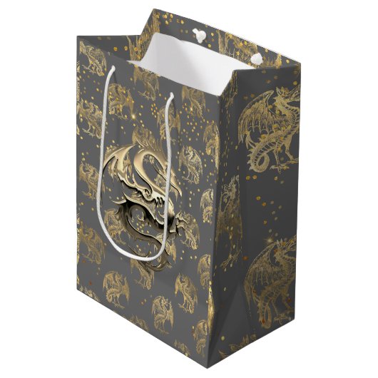 Golden King Dragon Mittlere Geschenktüte (Vorderseite Schrägansicht)