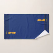 Golden King & Monogram on Navy Blue Badhandtuch Set (Handtuch)