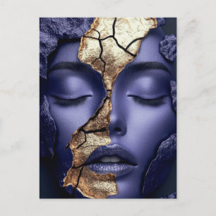 Golden Kintsugi Mädchenporträt Postkarte