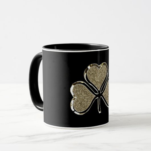 Golden Kleeblatt Clover Ireland Irish Symbol Tasse (Vorderseite Links)