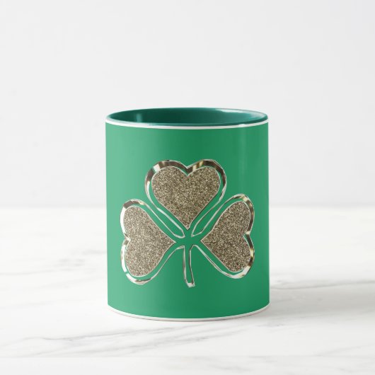 Golden Kleeblatt Clover Ireland Irish Symbol Tasse (Zentrum)