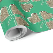 Golden Kleeblatt Clover Pattern Irland Green Geschenkpapier (Rolleneckpunkt)