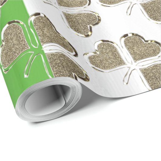 Golden Kleeblatt Clovers Irish Flag Irland Chic Geschenkpapier (Rolleneckpunkt)