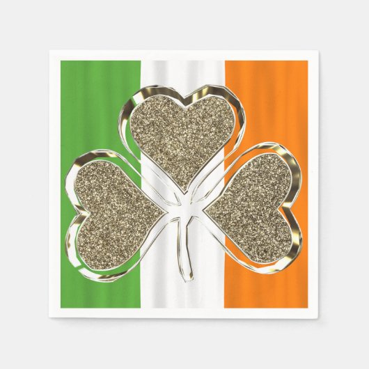 Golden Kleeblatt Irish Flag 3 Leaf Clover Chic Serviette (Vorderseite)