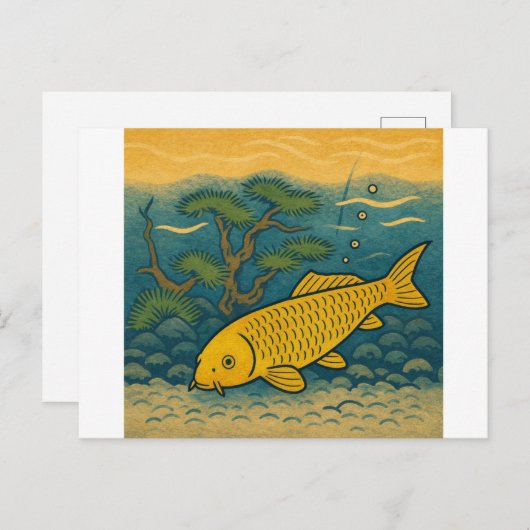 Golden Koi Japanese Art Postkarte (Vorne/Hinten)