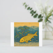 Golden Koi Japanese Art Postkarte (Stehend Vorderseite)