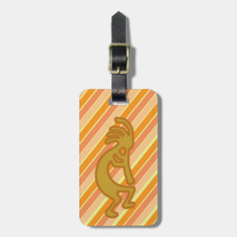 Golden Kokopelli Symbol mit flute Orange Streifen Gepäckanhänger