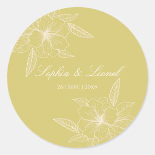 Golden Kontur Floral Wedding Sticker