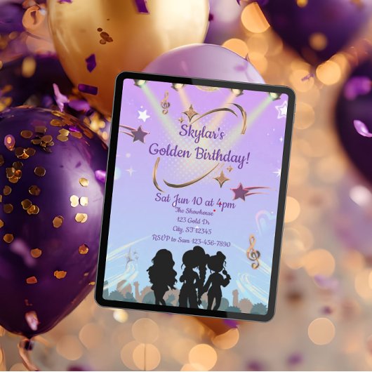 Golden KPOP birthday Einladung