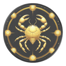 ♋ Golden Krebs Kosmisches Zodiac Hockey Puck Gesch