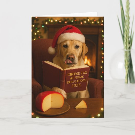 Golden Labrador 'Cheese Tax' Christmas card Karte (Vorderseite)