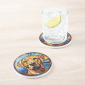 Golden Labrador Hund aus Süßglas Getränkeuntersetzer (Seite)