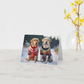 Golden Labrador Hunde Weihnachtskarte Karte (Gelbe Blume)