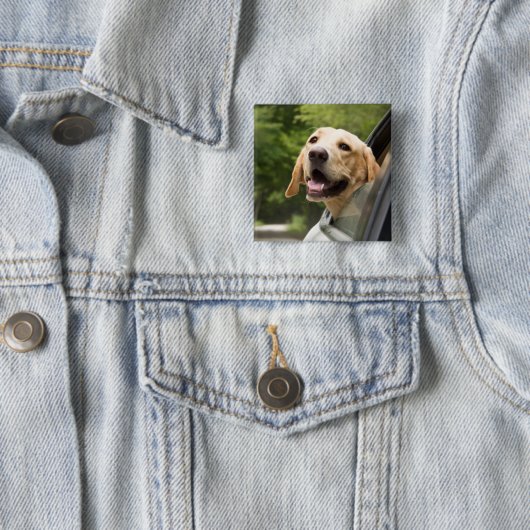 Golden Labrador im Rückspiegel Button (Beispiel)