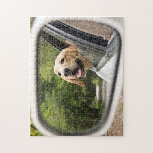 Golden Labrador im Rückspiegel Puzzle (Vertikal)