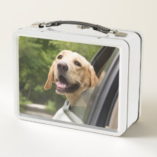 Golden Labrador in Rearview Mirror Metall Brotdose
