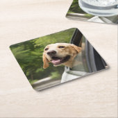 Golden Labrador in Rearview Mirror Rechteckiger Pappuntersetzer (angewinkelt)