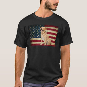 Golden Labrador Retriever American Flag Pet Animal T-Shirt