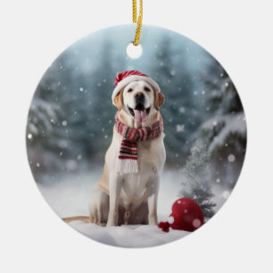 Golden Labrador Retriever Dog Christmas Keepake Keramik Ornament