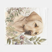 Golden Labrador Retriever und Blume Fleecedecke (Vorderseite (Horizontal))
