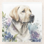 Golden Labrador Retriever und Blume Glasuntersetzer (Vorderseite)