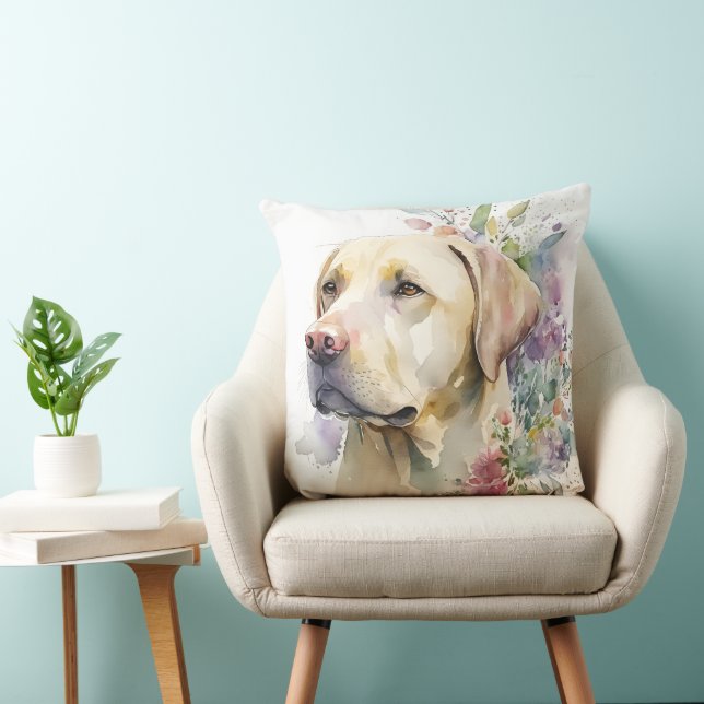 Golden Labrador Retriever und Blume Kissen (Stuhl )