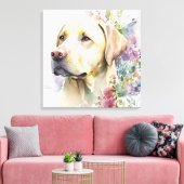 Golden Labrador Retriever und Blume Leinwanddruck (Insitu (Wohnzimmer))