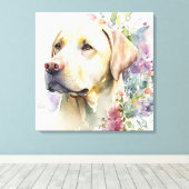 Golden Labrador Retriever und Blume Leinwanddruck (Insitu (Holzboden))