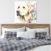 Golden Labrador Retriever und Blume Leinwanddruck (Insitu (Schlafzimmer))