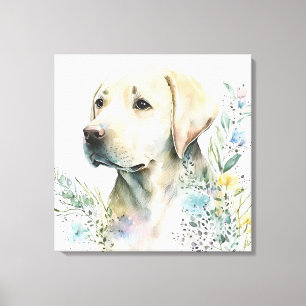 Golden Labrador Retriever und Blume Leinwanddruck