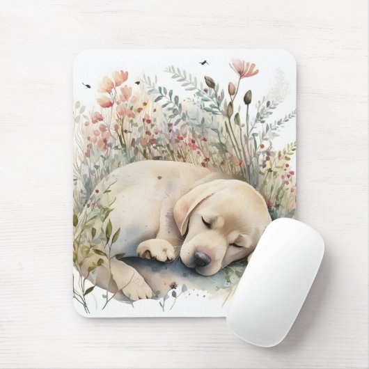 Golden Labrador Retriever und Blume Mousepad (Mit Mouse)