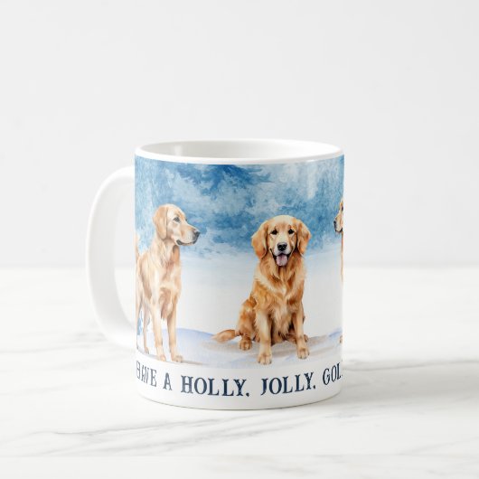 Golden Labrador Retrievers in Snow Christmas Mug Kaffeetasse (Vorderseite Links)