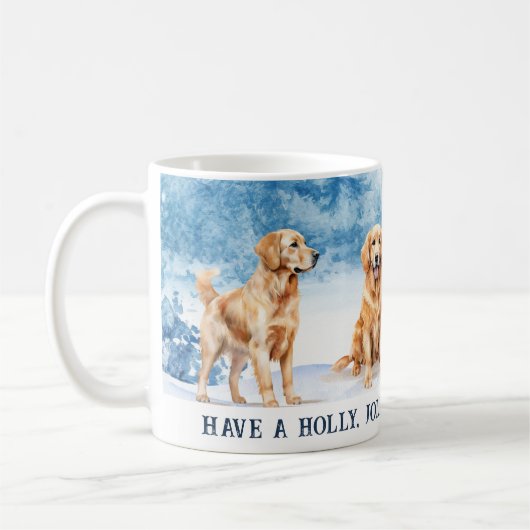 Golden Labrador Retrievers in Snow Christmas Mug Kaffeetasse (Links)