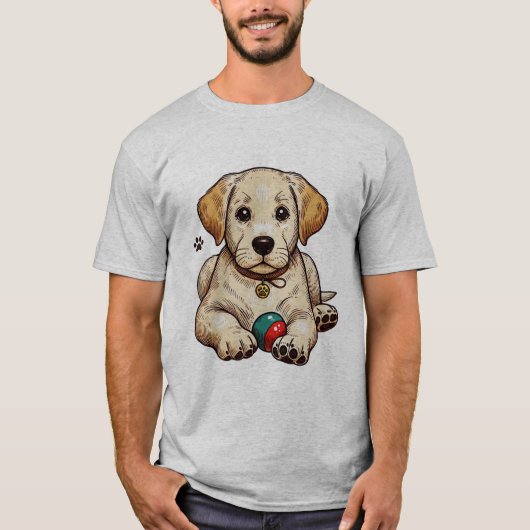Golden Labrador Welppy Illustration T-Shirt (Vorderseite)