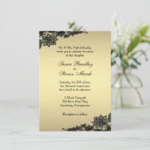 Golden Lace Wedding Einladung (Stehend Vorderseite)