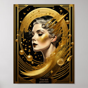 Golden Lady Art Deco editierbar Poster