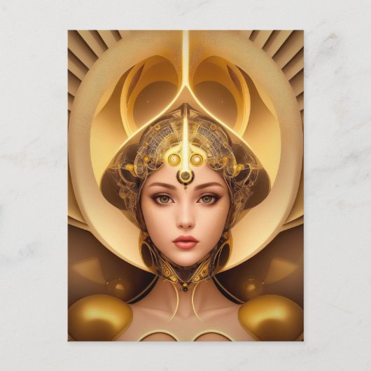 Golden Lady Cyborg Postkarte (Vorderseite)