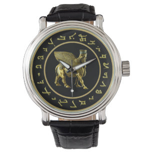 Golden Lamassu & Alphabet Watch Armbanduhr