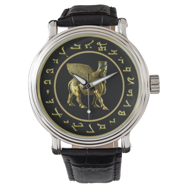 Golden Lamassu & Alphabet Watch Armbanduhr (Vorderseite)