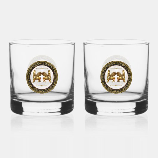 Golden Lamassu Trinkbehälter Set Whiskyglas (Vorderseite)