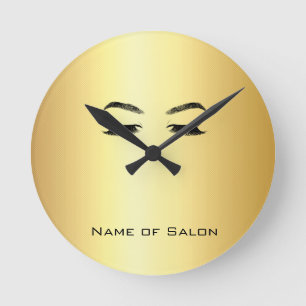 Golden Lashes & Brow Beauty Salon Runde Wanduhr