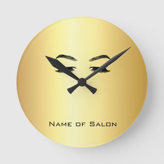 Golden Lashes & Brow Beauty Salon Runde Wanduhr (Vorderseite)