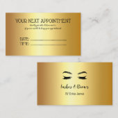 Golden Lashes & Brow Beauty Salon Terminkarte (Vorne/Hinten)